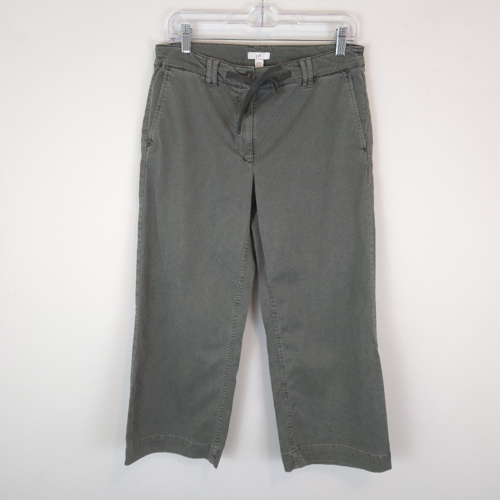 J. Jill Women's Green Linen Blend Cropped Chino Pants